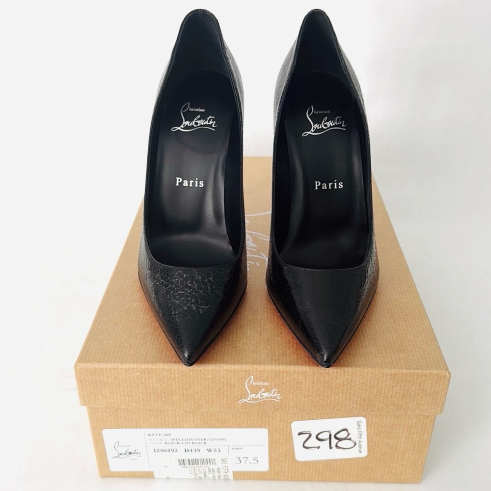 Christian Louboutin Kate 100 Specchio Star Stiletto Leather Pump Black NWT $1095 - Picture 9 of 15